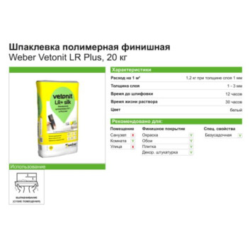 Шпаклёвка полимерная финишная Vetonit LR Plus silk 20 кг-2